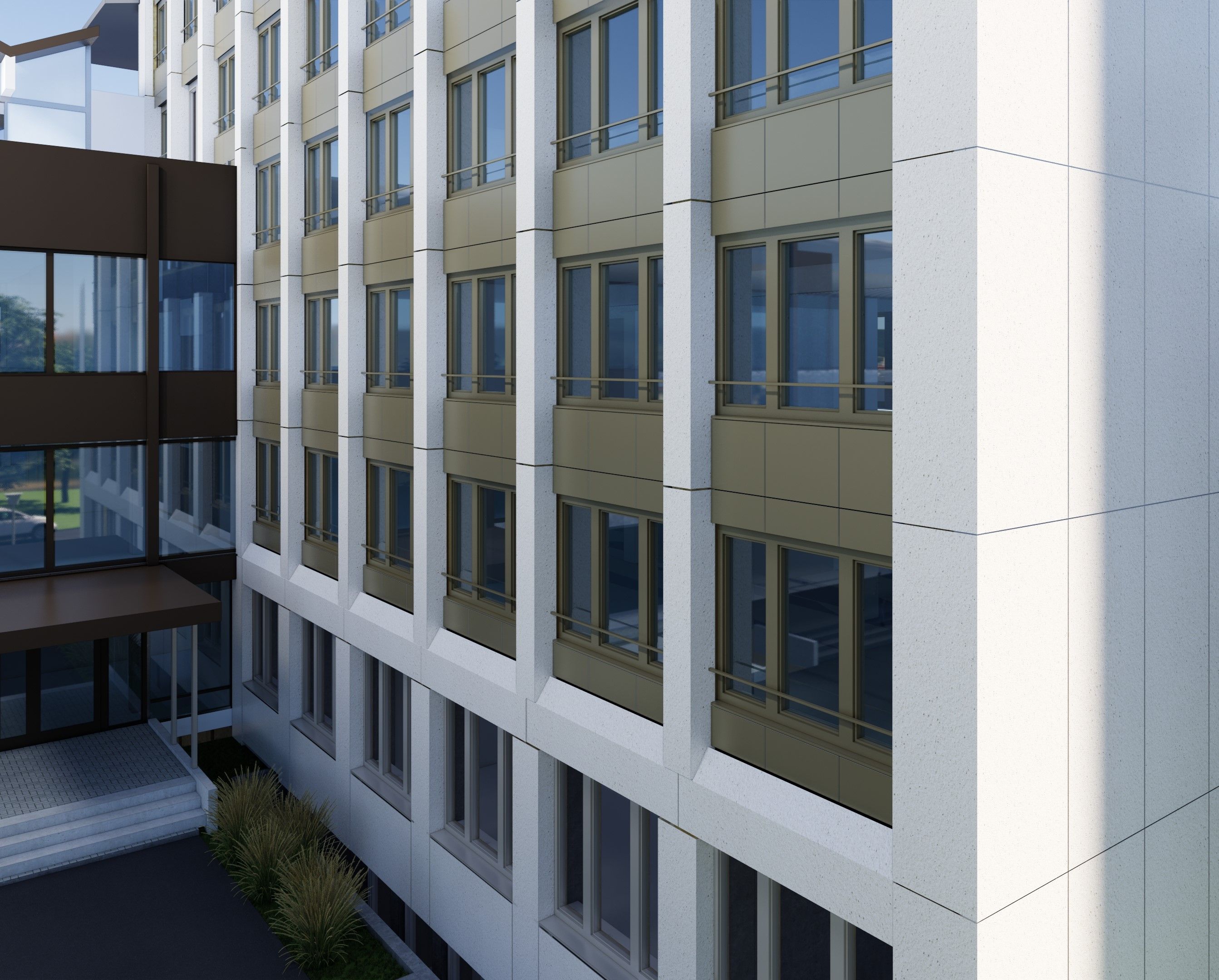 Außenfassade der ersten 4 Stöcke