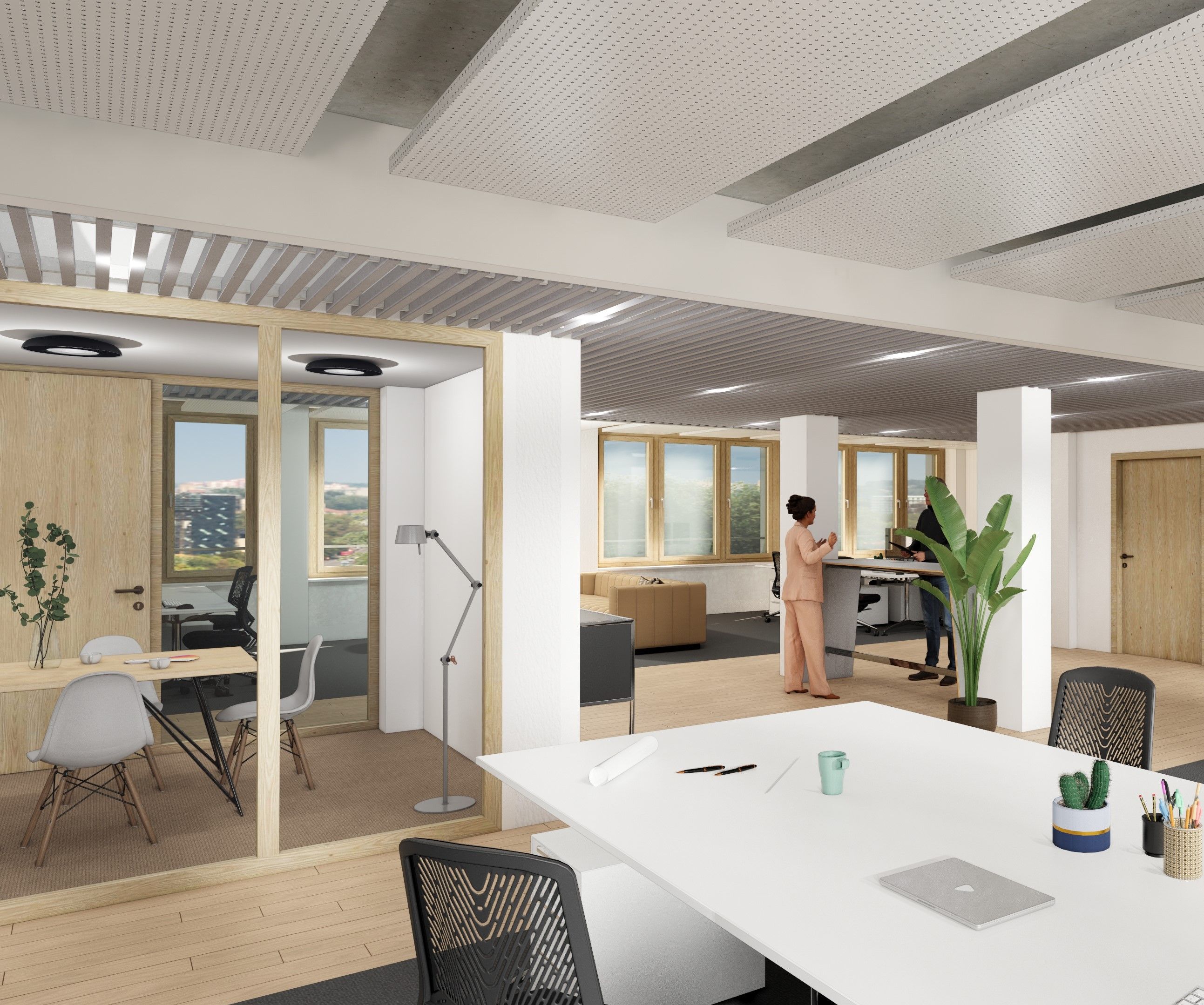 Innenraum mit Büroaustattung